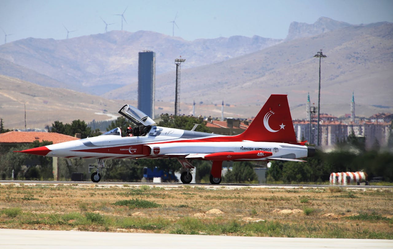 gallery-2 Turkish Stars fighter jet on the runway in Konya, Türkiye.